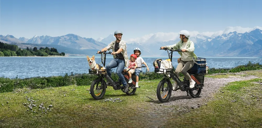 Bici elettrica ENGWE LE20 blu vista laterale con ruote 20 pollici