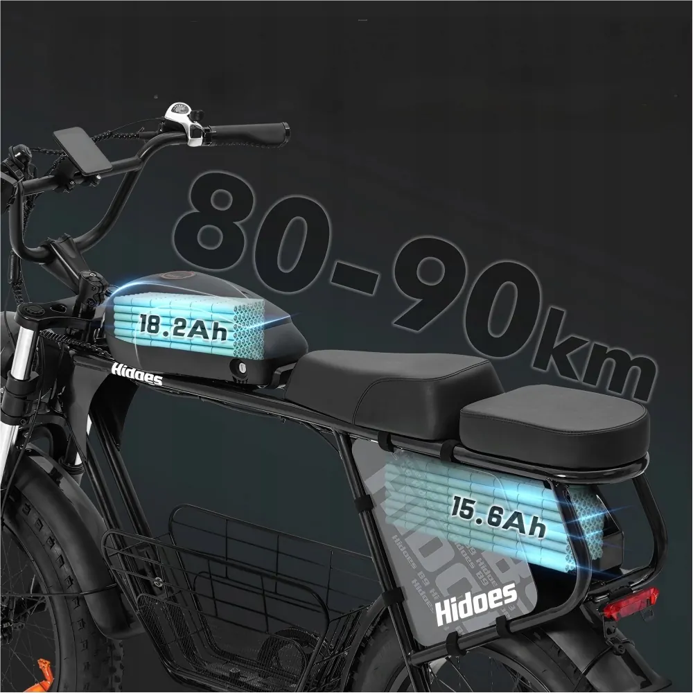 Dettaglio telaio da 20 pollici della bici elettrica Hidoes B9 fat tire