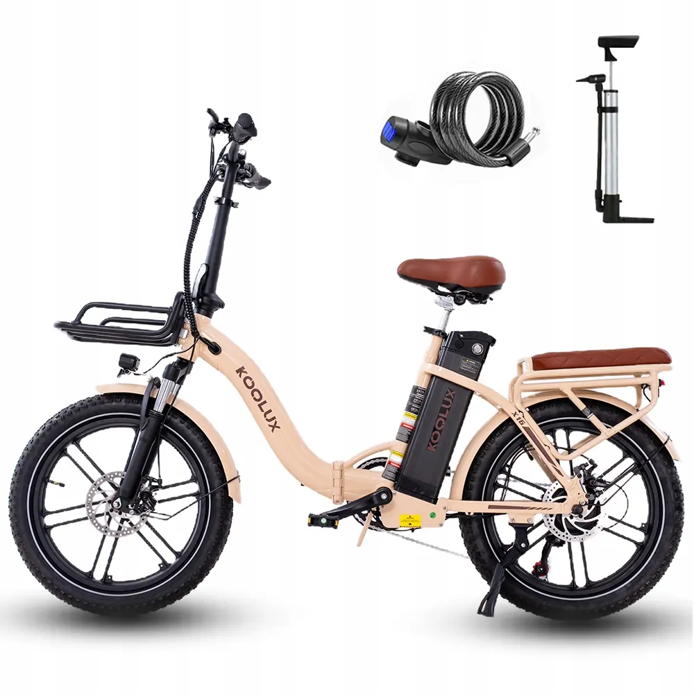 Dettaglio ruota 20 pollici e motore 500W della bici pieghevole KOOLUX X16