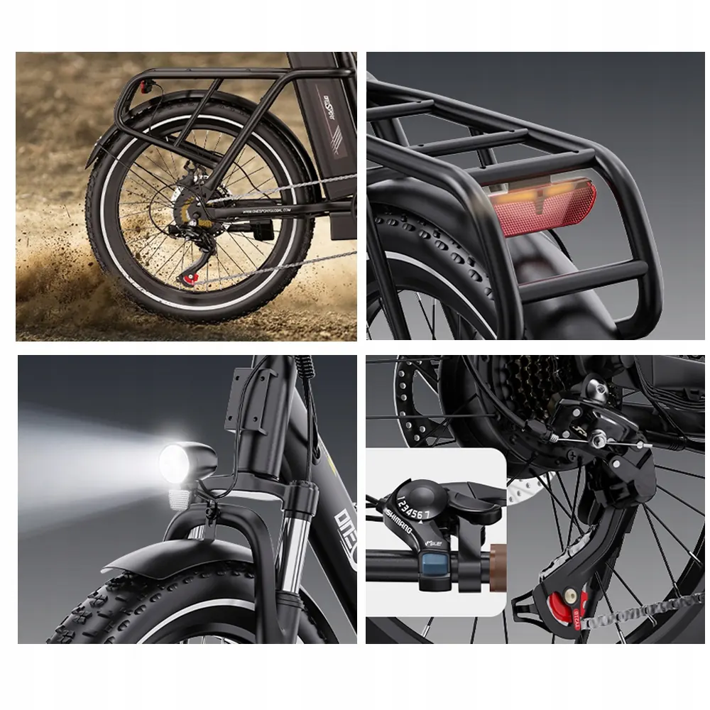 Bici elettrica pieghevole ONESPOT OT16-2 colore beige con batteria 48V 17Ah