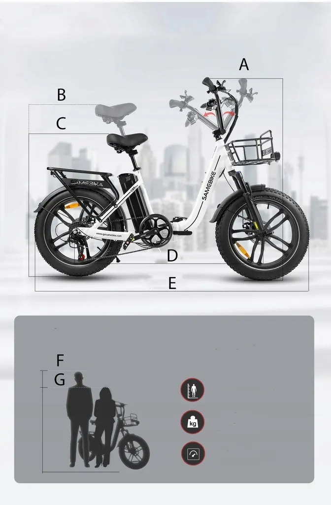 Ruota da 20 pollici della bici elettrica Samebike C05 Pro con pneumatico tassellato