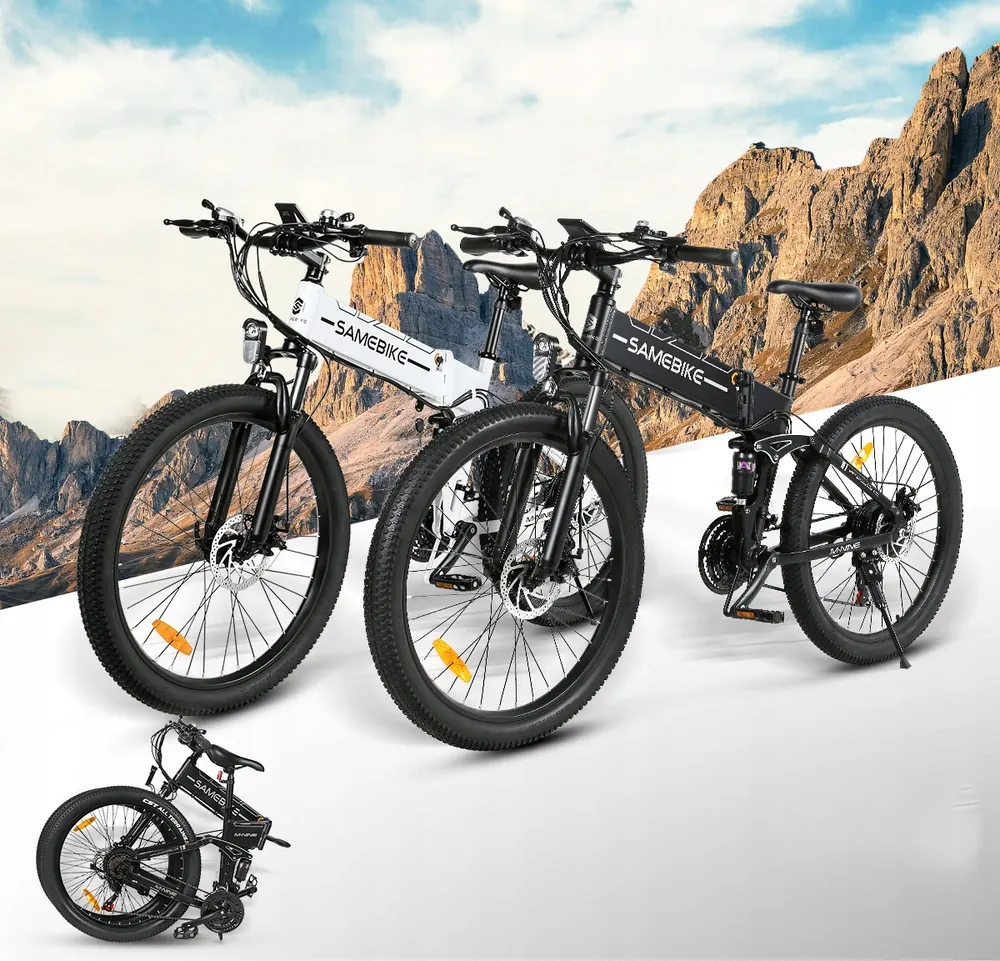 SAMEBIKE LO26-II-FT-YD con forcella ammortizzata anteriore per comfort su terreni sconnessi.