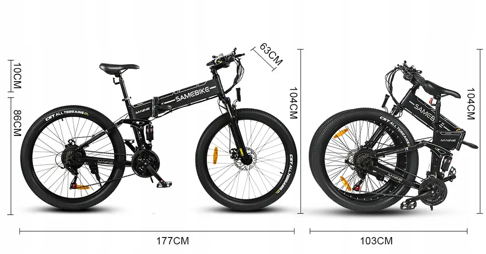 Bici elettrica unisex SAMEBIKE LO26-II-FT-YD adatta a uomini e donne.
