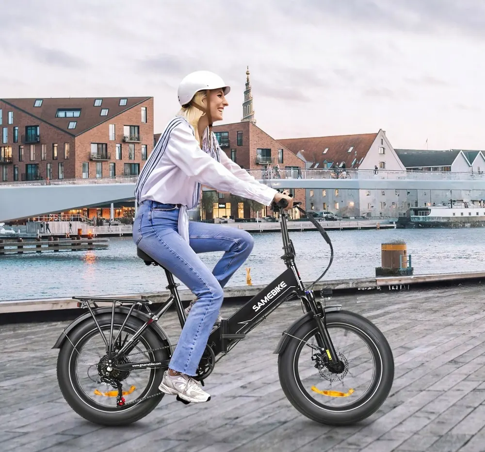 Logo Samebike sul telaio della bici elettrica LOTDM200-II