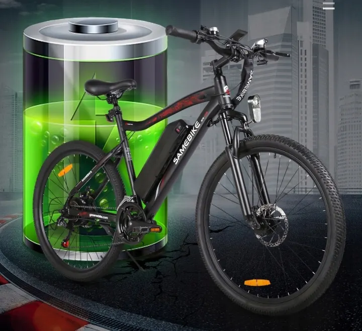 Ciclista di altezza 165-200 cm in sella alla bici elettrica Samebike SY26-II