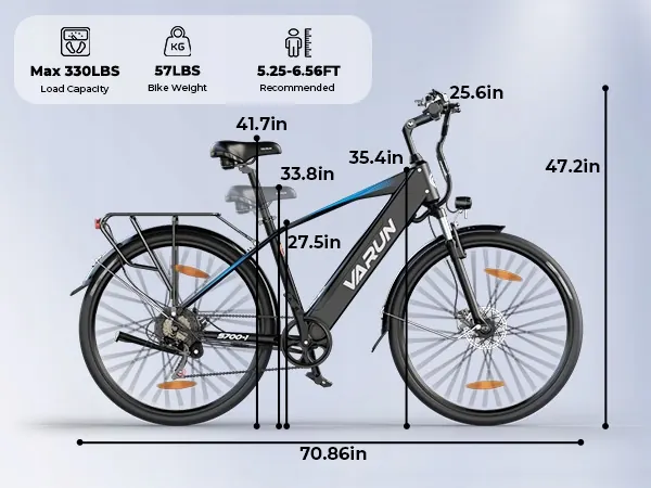 Portapacchi posteriore della bici elettrica Varun S700-1 con capacità 150 kg