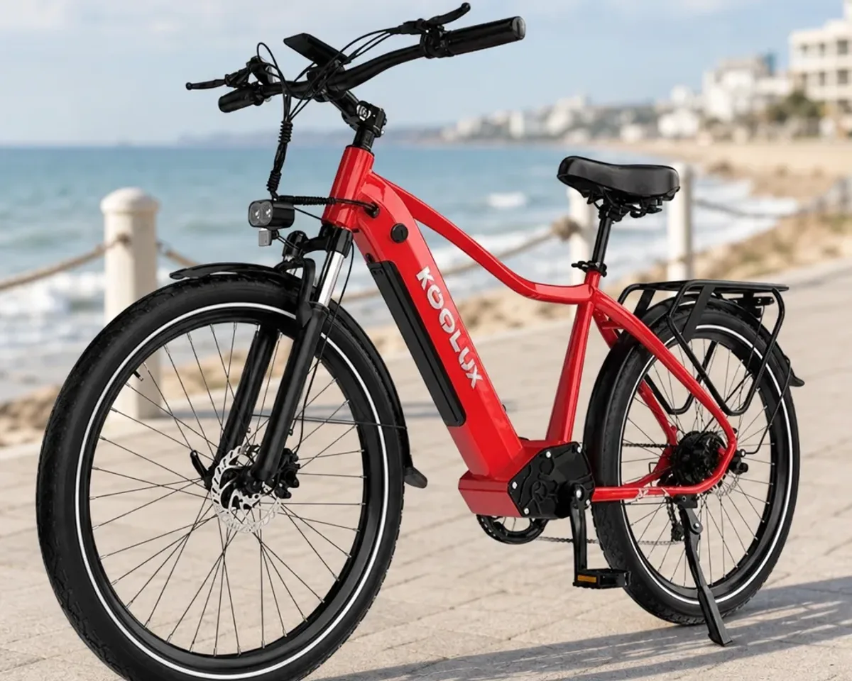 Mountain bike elettrica su un sentiero sterrato tra gli alberi