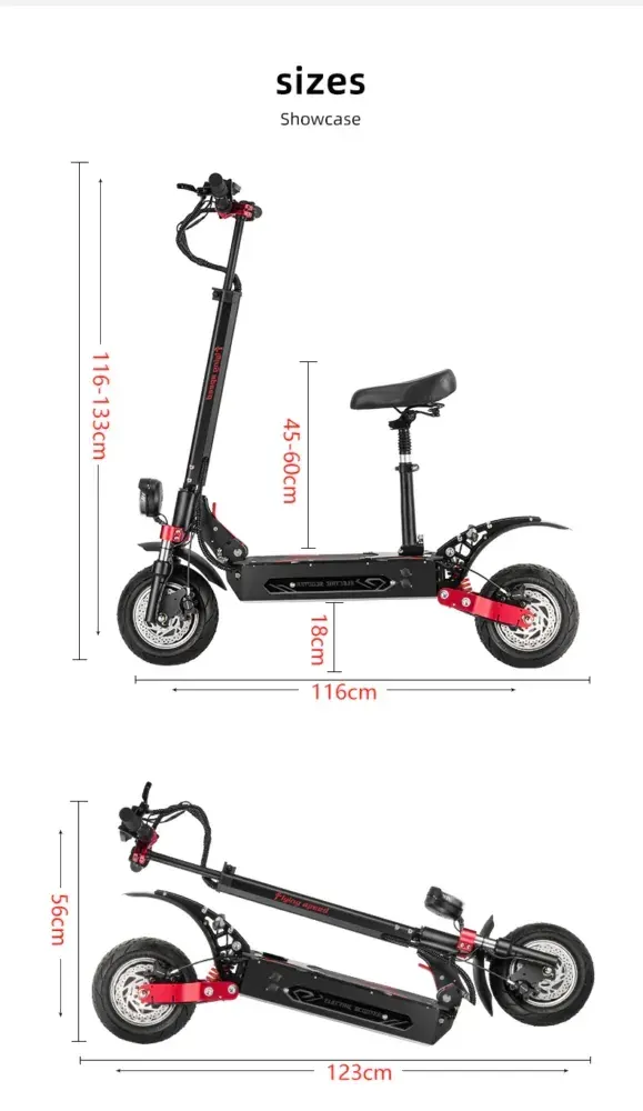 Boyueda Q7 Pro Max, vista laterale completa, scooter elettrico pieghevole con ruote larghe e manubrio alto.
