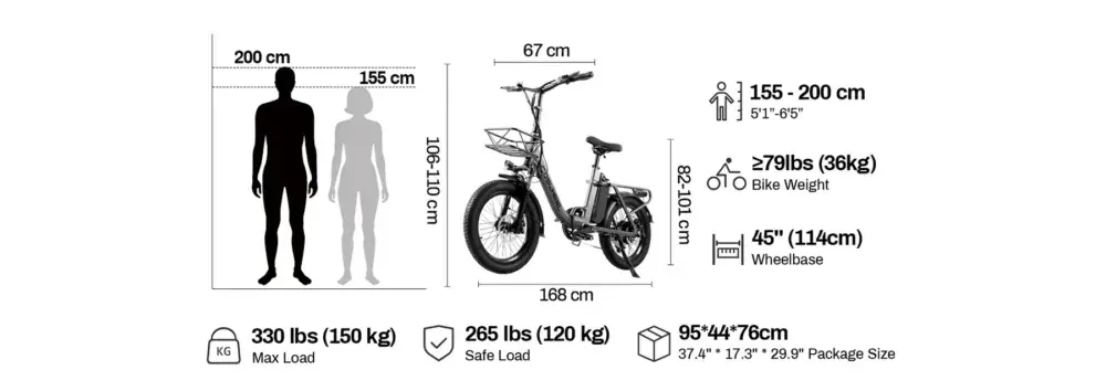 Coswheel Y20L in vista laterale completa, pieghevole, con telaio step-thru e ruote tassellate.