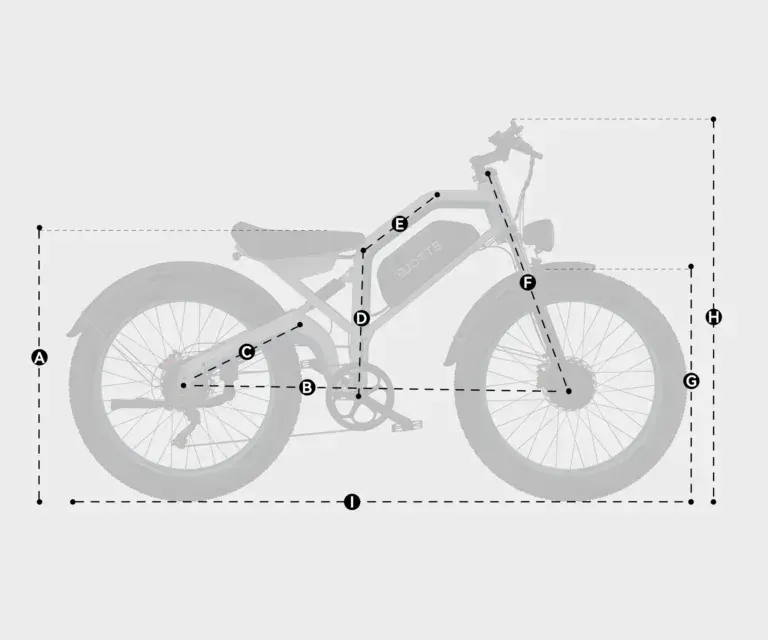 Duotts N26 e-bike in vista laterale completa, telaio in alluminio nero e rosso, ruote larghe 26 pollici.