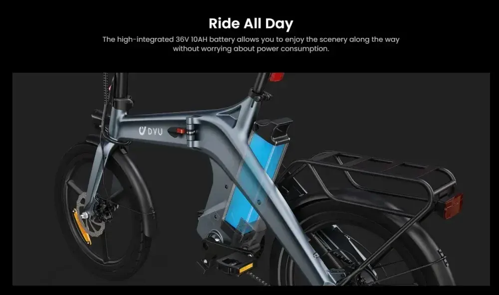 DYU T1 Bici Elettrica Pieghevole da 20 Pollici image 8