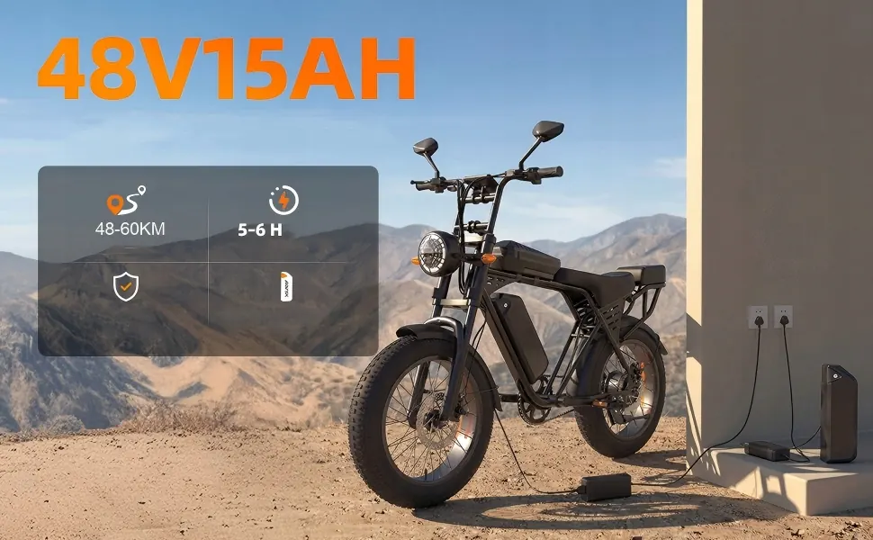 E-bike fat bike nera X5 con pneumatici larghi