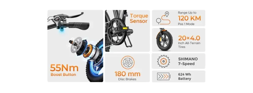 Engwe EP-2 Boost Bici Elettrica Pieghevole Fat Bike image 4
