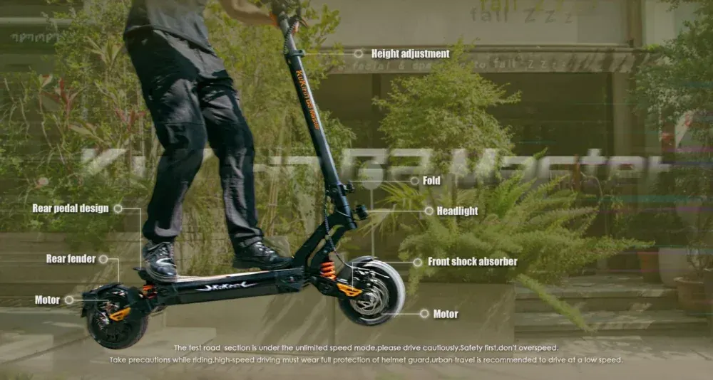 Kukirin G2 Master, batteria 52V 20.8Ah rimovibile inserita nel telaio.