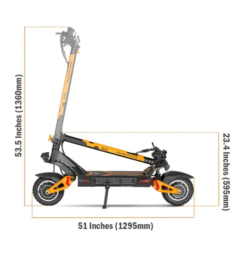 Kukirin G3 Pro vista laterale completa, con manubrio alto e ruote pneumatiche da 10 pollici.