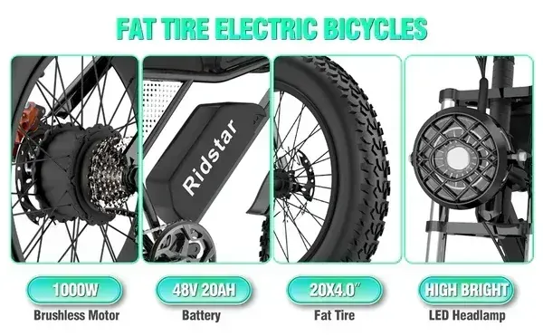 Batteria rimovibile da 48V 20Ah della Ridstar Q20, inserita nel telaio con display LCD.
