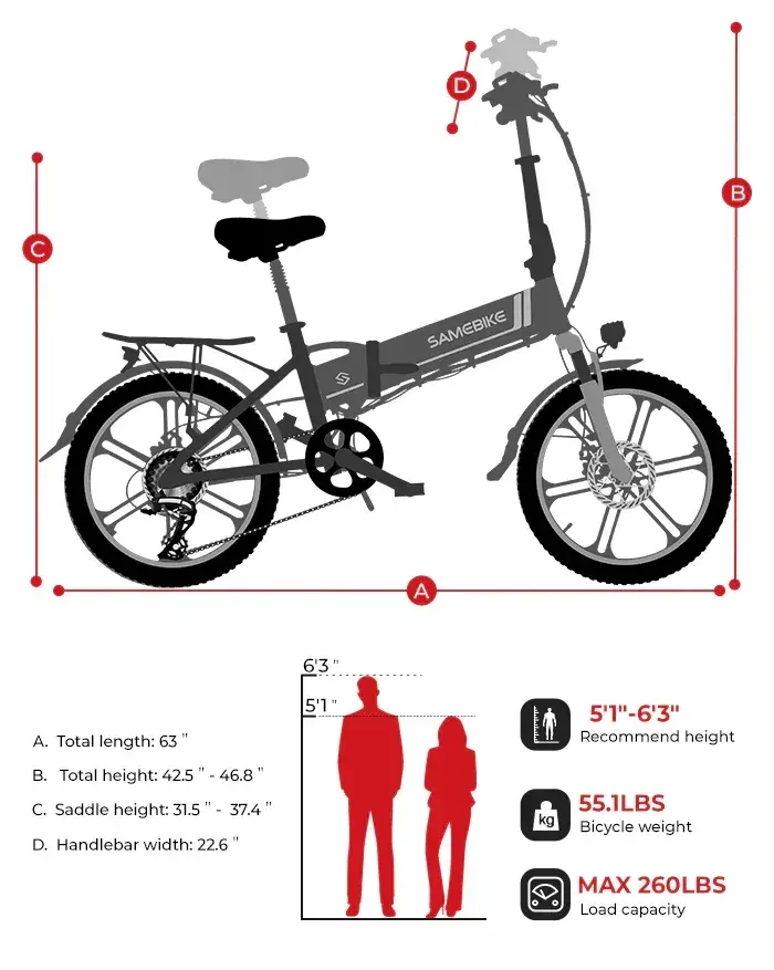 Samebike 20LVXD30-II Bici Elettrica Pieghevole image 2