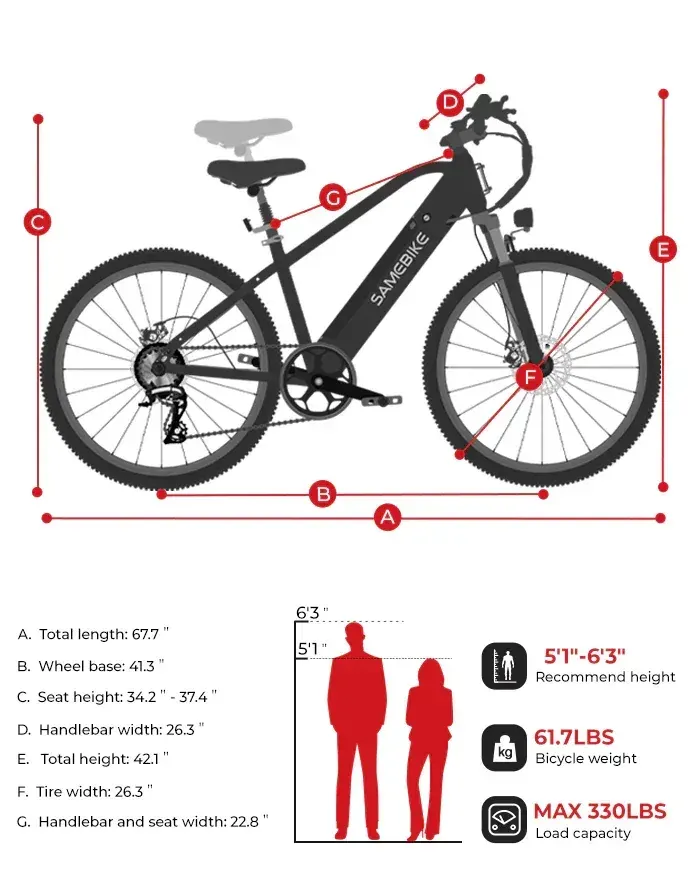 Samebike RS-A01 Bici Elettrica da Città image 2