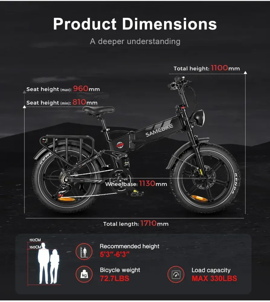 Samebike RS-A02 Plus Fat Bike Elettrica Pieghevole image 2