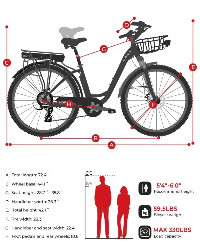 Samebike RS-A07 Bici Elettrica City Step-through image 2