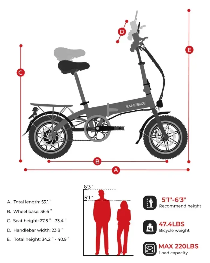 Samebike YINYU14 Bici Elettrica Pieghevole Compatta image 2