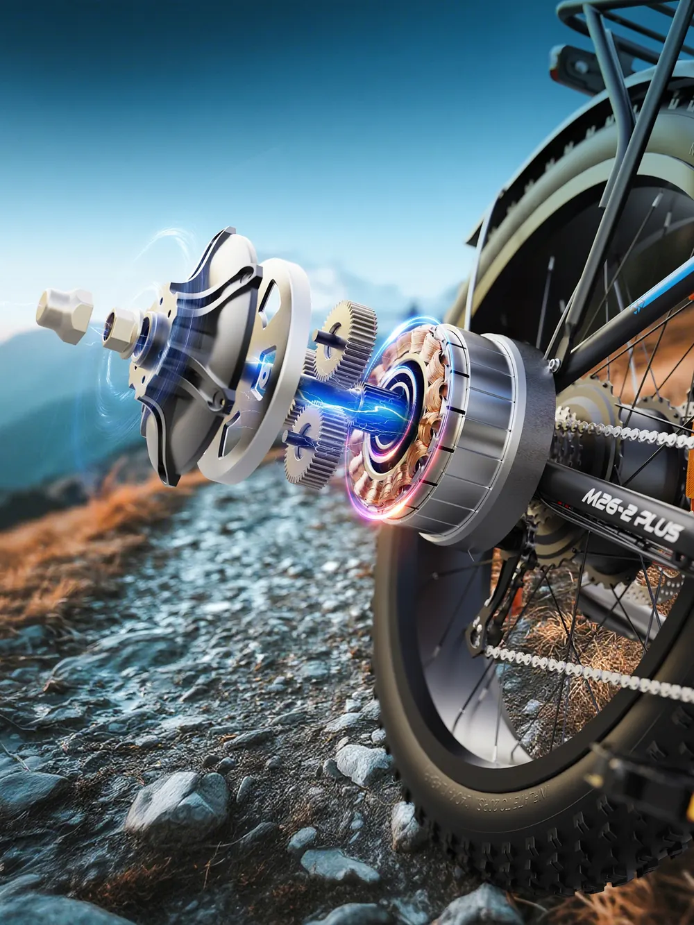Modello VARUN M26-2 PLUS, bici elettrica MTB con autonomia fino a 160 km