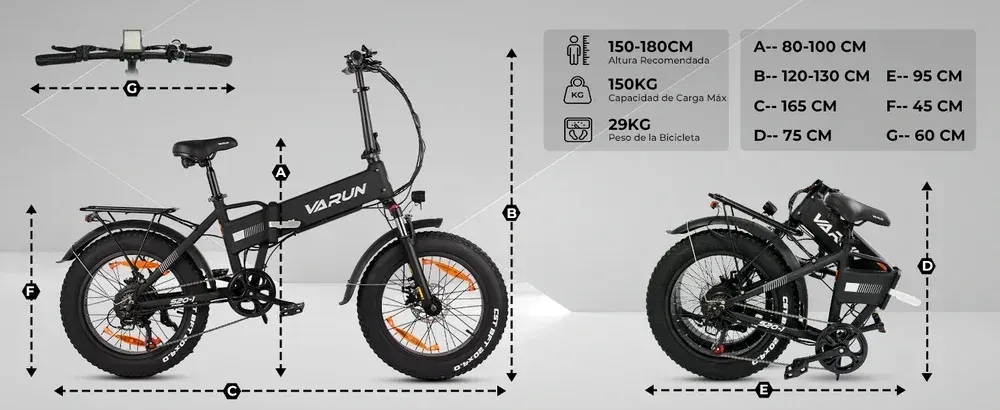 Varun S20-1 Bici Elettrica Fat Tire Pieghevole image 2