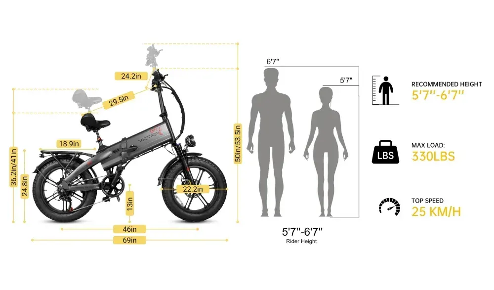 Victrip T6 Bici Elettrica Pieghevole Lunga Autonomia image 2
